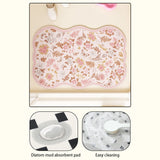 Beautiful Flower Pattern Bathroom Diatomite Carpets Non-Slip Water Uptake Room Foot Mat Set Quick Drying Resistant to Dirt Home