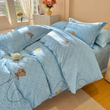 100% Cotton Bedding Set Brushed Flowers Rose Love Duvet Cover Lovely Dog Sheet Set Red Blue Sheet King Queen for Bedroom Decor