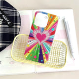 Cute Heart Colorful Rainbow Star Glitter Phone Case for IPhone 14 15 16 Pro Max 15pro 13 IMD Silicone Shockproof Back Cover Case