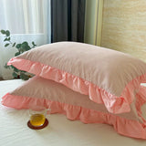 100% Cotton Lace Pillowcase 48x74cm Yarn-dyed Washed Cotton Stripe Pillow Cover Bedding Decorative Pillow Sham With Zipper