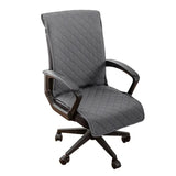 Quilted Office Chair Cover Solid Color Anti-dirty Desk Computer Armchair Chair with Slipcovers Buckle Gaming Seat Cover