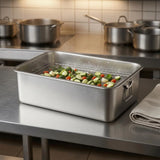 Stainless Steel Tray Side Handles Rectangular Serving Tray Stainless Steel Hotel Pan Seamless Home Container Stackable