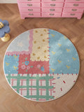 Round Patchwork Living Room Carpet Large Area Cute Bedroom Fluffy Bedside Rugs Ins Fashionable Home Decoration Coffee Table Mats