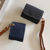 New Denim Cloth Pattern Earphone Bag For AirPods 1 2 3nd Gen For AirPods Pro 2 Case Luxury With Anti-lost Lanyard Protector