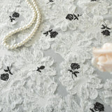 French Medieval Style Table Cloth Black Lace Rose Relief Gauze Lotus Leaf Fungus Edge Table Cover Decor Coffee Table Protector