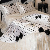 Princess Bowknot Luxury Bedding Set Silky Soft Duvet Cover Flat/Fitted Bed Sheet Pillowcase 4Pcs