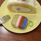 Colorful stripe shell headset protection cover for apple airpods 3 2 1 4 pro 2nd wireless bluetooth earphone charging box cover