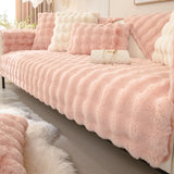 Artificial Rabbit Fur Sofa Cover Non-slip and Dustproof Thick Soft Couch Cover Furniture Protector