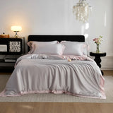 Color Blocking Bedding Set 600TC Lyocell Bamboo Fiber Soft Silky Cool Feeling Duvet Cover Flat/Fitted Bed Sheet Pillowcases 4Pcs