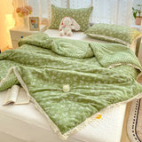 French Style Double-Layer Yarn Bean Quilt Spring and Autumn Warmth Quilt Adult Double Four Seasons Comforter Quilt Lace Ruffles