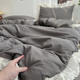 Princess Style Bedding Sets INS Ruffle Lace Bow Quilt Cover Home Romantic Bedclothes Decor Woman Girls Bedroom Duvet Cover 4pcs