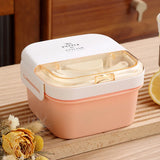 Bento Lunch Box,Portable Double Layer Salad Box,Lunch Box for Toddlers with Tableware,Microwavable Food Storage Container
