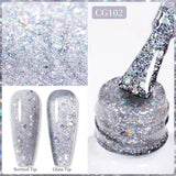 10ml Gold Glitter Gel Nail Polish Crystal Semi Permanent Soak Off UV Gel Varnish Nail Art Manicure Base Top Coat