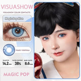 14.20 Blue Small Pupil Cosplay Colored Contact Lenses, 1 Pair Yearly Wear Eye Lenses for Halloween Themed Cosplay & Fancy Dress