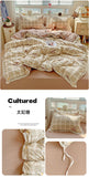 Print Floral Bedding Set Double Layer Yarn Four Pieces Set Soft Comfortable Duvet Cover Bed Sheet With Pillowcases Home Textiles