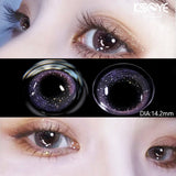 Starry Purple Contact Lens Belt Grade 14.5MM Big Eye  Series Red Brown GDIA: 14.2MM 1 Year Use Soft Hydrogel WT: 40%