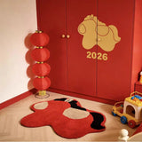 Red Pony Rug Bedroom Rug Home Festive Carpet Home Bedroom and Living Room Floor Mat Non-Slip Anti-Fouling Carpet Home Decoration