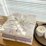 Ins floral print Bedding set knitted cotton Flat sheet set Four pieces duvet cover double layer-yarn 4Pcs lovely Fitted sheet