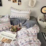 Vintage Double Sided Flower Bedding Set Skin-Friendly Soft Duvet Cover With Flat Sheet+Pillowcases For Single Double Bed Home