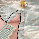 Korean StyleFloral Printed Summer Quilt Soft Skin-friendly Comforter Adults Single Double Washable Summer Lightweight Quilt 1PC