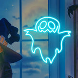 Smiling Ghost Neon Sign USB Dimmable LED Wall Light for Game Room Decor Halloween Party Dorm Home Wall Ambient Hanging Lamp Gift
