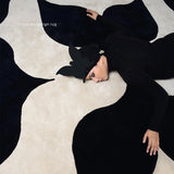 French Retro Bedroom Decor Stripe Carpet Minimalist Carpets for Living Room Home Art Plush Floor Mat Large Area Thickened Rug