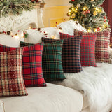 Christmas Plaid Cushion Cover Cotton Decorative Pillows for Sofa Bed Living Classic Green Red Throw Pillow Cover Home Decor Gift