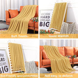 Knitted Throw Blanket Soft Cozy for Couch Yellow Living Room Home Decor Outdoor Lightweight Blanket with Tassels Warm Woven