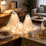 3 Pcs Battery Powered Halloween Ghost Figurine Table Decor Fun Ghost Table Decor Creative Halloween Decorations Light