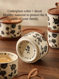 3pcs Ceramics Jars Lid Coffee Bean Storage Container‌ Dustproof and Moisture-proof with Cover Kitchen Organizer Jars for Spices
