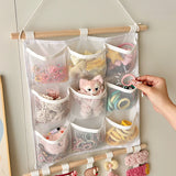 Multilayer Hair Accessories Wall Mounted Storage Bag Organizer Large Capacity Hairpins Rings Hoops Partition Door Hanging Bag