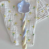 Colorful Girlheart Ceramic Twist Spoon Long Handle Dessert Spoon Underglaze Color Dinnerware Set