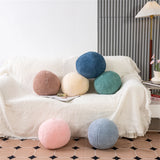 Hot Funny Plush Round Wool Cushion Living Room Decor Throw Pillow Solid Color Stuffed Sofa Pillow Office Waist Rest Throw Pillow