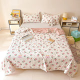 Washed Cotton Printed Summer Quilt Air Conditioner Thin Quilt Machine Washable Lightweight Single Double Bedding Soft Breathable