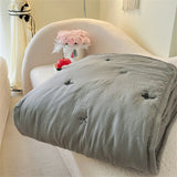 Embroidered Summer Quilt Washed Cotton Girl Home Comfortable Skin Friendly Soft Air-Conditioned Thin Quilted Queen Size Blankets