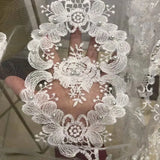 European Elegant White Embroidered Pearls Tulle Curtain For Living Room Bedroom Wedding Home Decoration Girl Sheer Drapes Custom