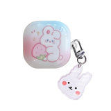 Rose Red Marble Pattern 3D Love Heart Cute Bear Pendant Earphone Accessories Case For Galaxy Buds Pro 2 Live Protection Cover