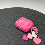 Airpods Pro case Soft Silicone Case with Heart Pattern for AirPods 4 1 2 3 Pro 2 Generation Case with Pendant Keychain for Girls