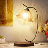 Mid-Century Bedside Table Lamp Modern Glass Flower Desk Lamp Gold Reading Lamp