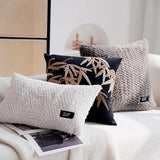 Vintage Embroidered Pillow Cover Luxury Velvet Beige Black 45x45cm Floral Home Decoration Cushion Cover Living Room Bedroom