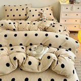 Polka Dot Milk Velvet Duvet Cover Thick Plush Warm Winter Comforter Cover Queen King Size Soft Cozy Quilt Cover and Pillowcases