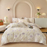 100% Cotton Bedding Set Brushed Dreamy Style Ginkgo Biloba Leaves Pink Duvet Cover Sheet Set Sheet King Queen for Bedroom Decor