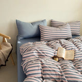 New plaid printing skin-friendly and comfortable double-layer yarn small fresh printing four-piece set, dormitory
