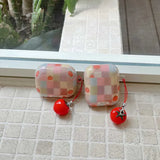 3D Tomato Pendant Chain Grid Earphone Case Protect For Airpods 1 2 3 4 Cover Soft Shockproof For Air Pods Pro Pro2nd Fundas