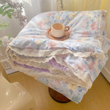 French Style Double-Layer Yarn Bean Quilt Spring and Autumn Warmth Quilt Adult Double Four Seasons Comforter Quilt Lace Ruffles