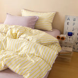 Stripe Color Collision Shell Embroidery Student Dormitory Solid Color Four Piece Set