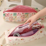 Storage Bag Large Capacity Polyester Material Portable Wear-resistant Portable Drum Hair Dryer Bag Floral Storage Bag