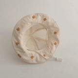 Summer Baby Hat Children Sunscreen Outdoor Caps for Boys Girls Cute Bear Print Panama Hat Unisex Beach Fishing Hat for 2-6 Years