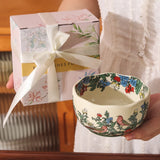 Oil Painting Ceramic Rice Bowl Spoon Tableware Personal Dining Bowls Dessert Bowl for Food High End Household Bowls
