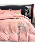 Flowers Embroidery Bedding Set Light Luxury Brushed Four-Piece Set Girl Bedroom Decor King Duvet Cover Set Bed Sheet Pillowcases